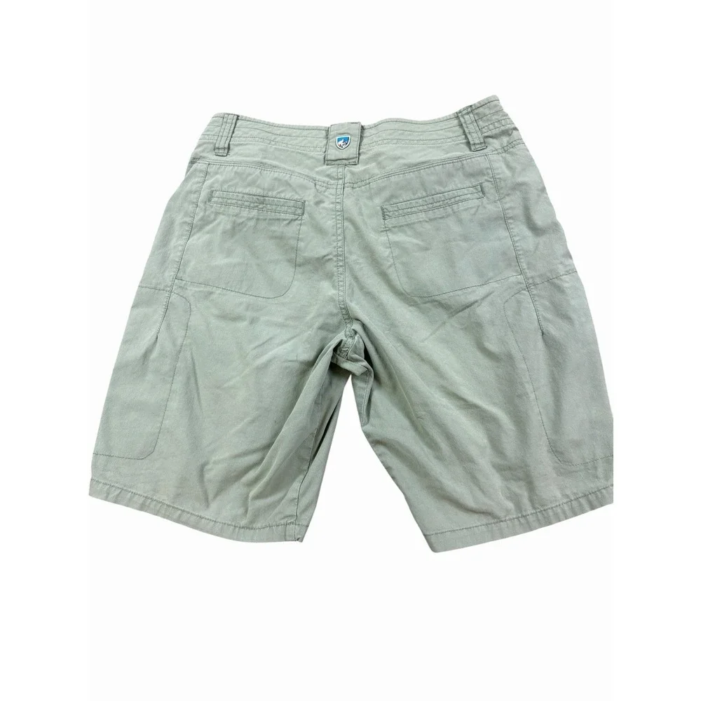 Kuhl Cargo Shorts Womens Size 4 Green Hiking Camping Zipper Pockets